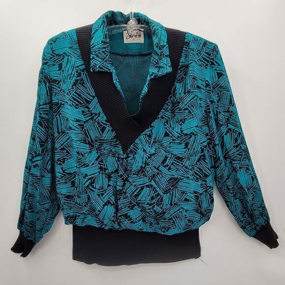 Secrets Vintage Geometric  V-neck Sweatshirt Shirt Pleated‎ Maxi 2 Piece Outfit - Picture 3 of 16